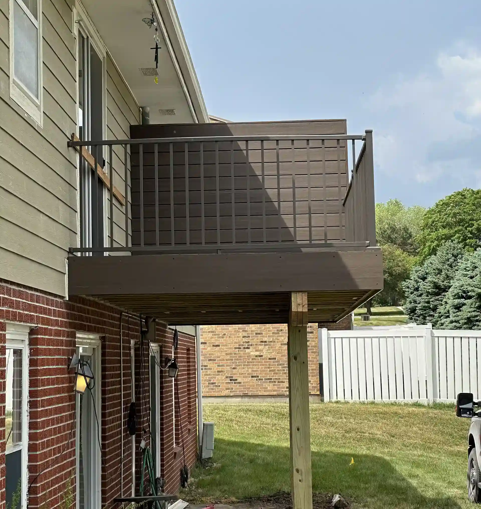 Photo of a composite deck board privacy wall