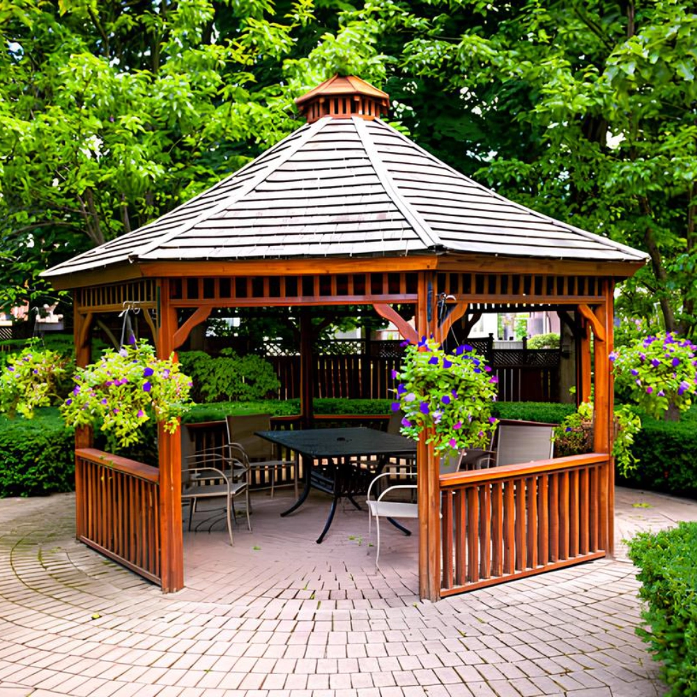 traditional-gazebo-with-plants-on-it-surrounded-by-big-trees-in-omaha-ne